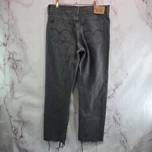 Levis Jeans Womens 31 Wedgie Straight Gray Black Denim Rigid Button Fly Frayed